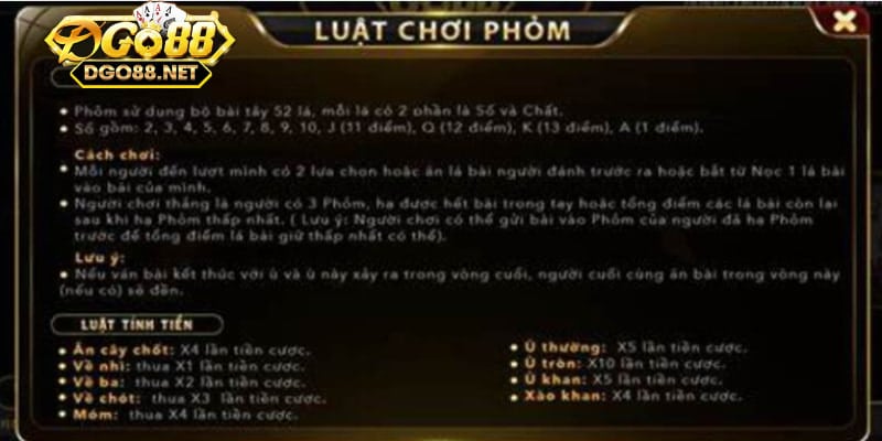 Hướng dẫn cách chơi phỏm tại Go88